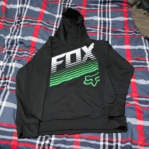 FOX Black Hoodie with Vibrant Green and White Design